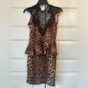 NWOT COCKTAIL OR DATE NIGHT DRESS CHEETAH PRINT & BLACK LACE